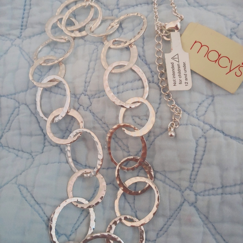 Macy's Chunky Chain Silver Tone Necklace with Extension.
